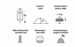 High Peak Kingfisher 2 Leichtgewichtiges Kuppelzelt 220 X 140 Cm -Berühmter Markisen Geschäft 809855 5283224